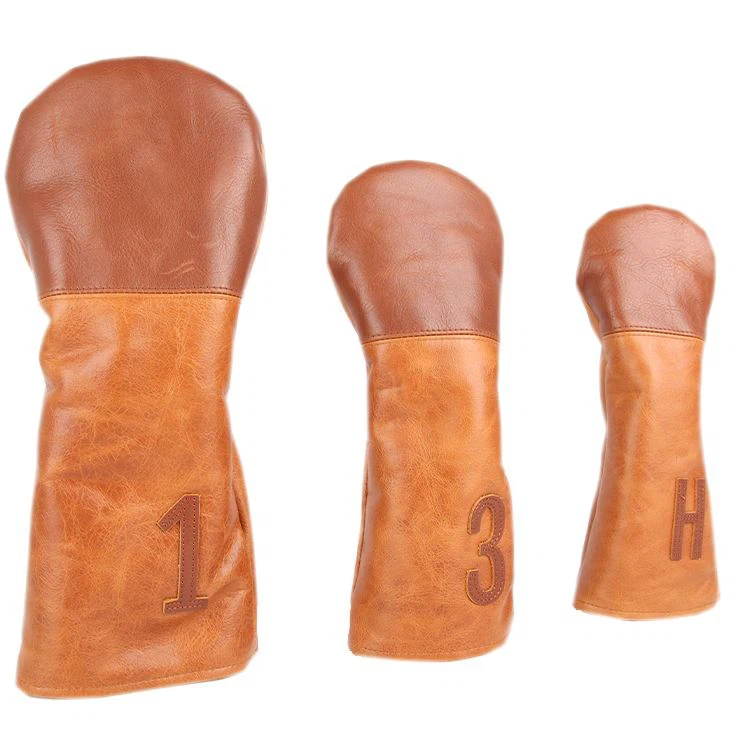 Leather Golf Club Head Covers - 3 Pack Set